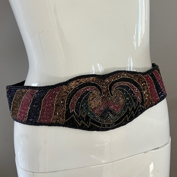 Beaded Bugle Beaded Buttaneere Adjustable Velcro Closure. 35” full length. 3.5” main image 4
